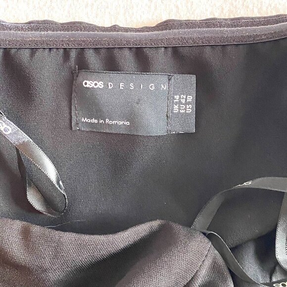 NWT ASOS black bandeau maxi dress Womens 10 ruched skirt side slit formal party - Picture 12 of 12